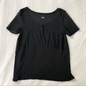Alo Yoga Luxx Short Sleeve Top with mesh detail